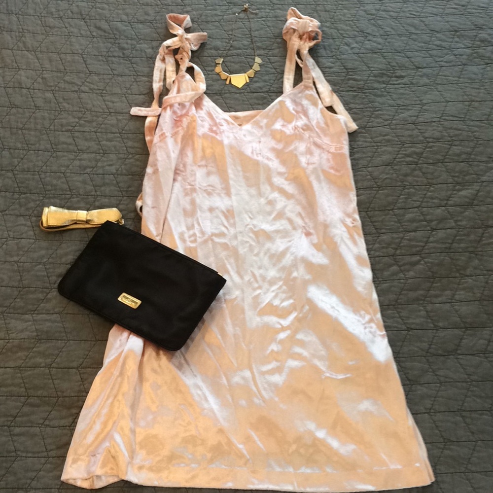 NWT velvet h&m dress in gorgeous pale pink M